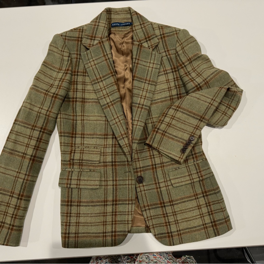 Ralph Lauren Tan and Brown Plaid Blazer